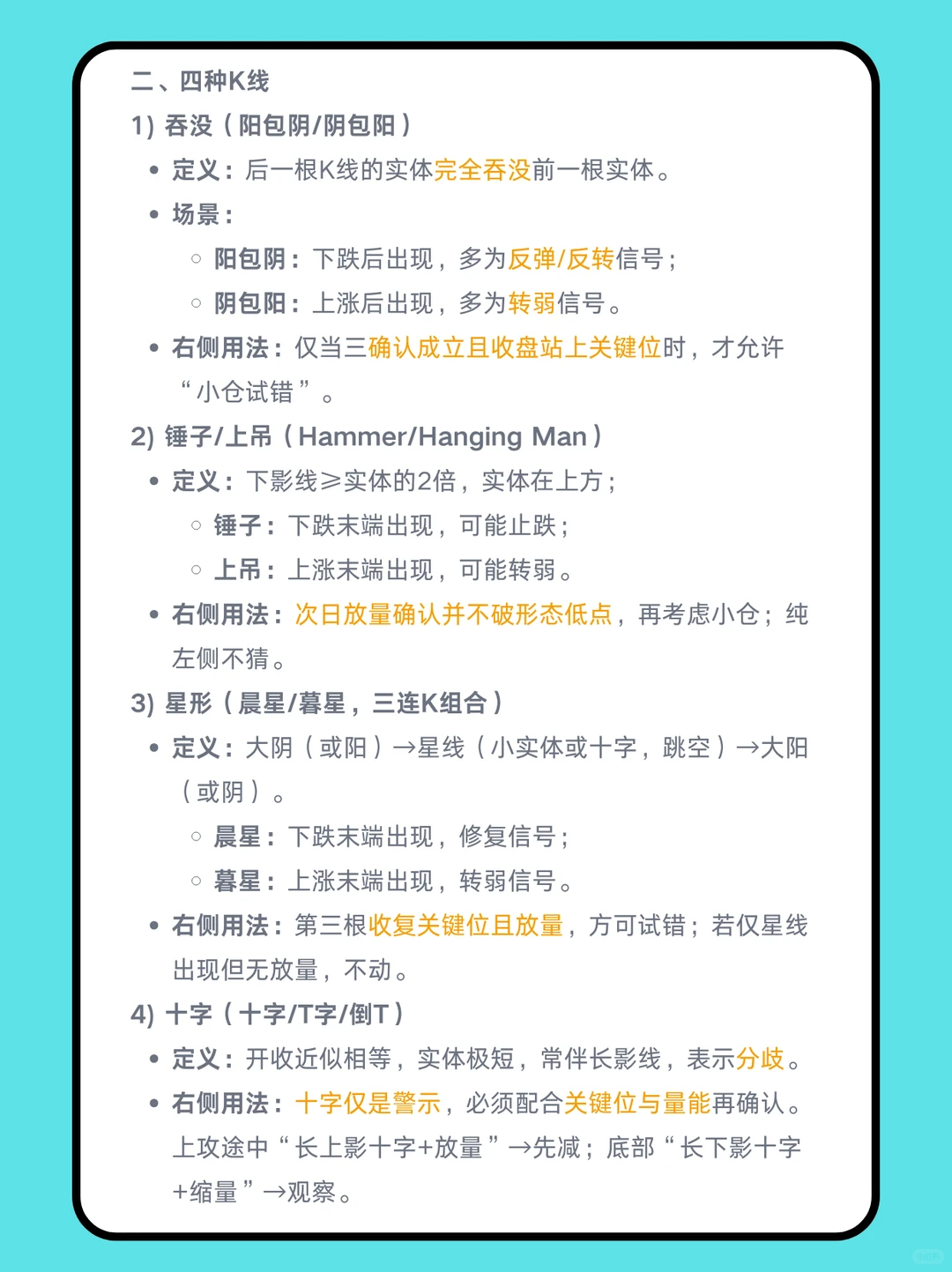 形态不多，执行要准四种K线＋三确认