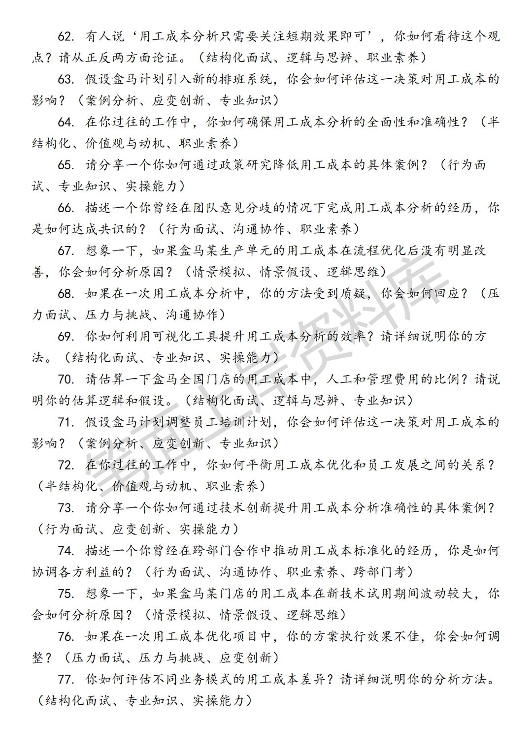 盒马生产单元用工成本分析