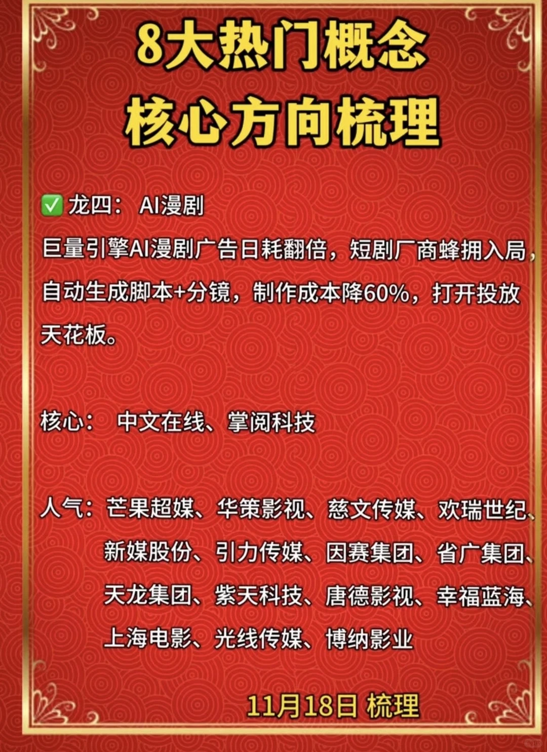 11月19日各概念股梳理