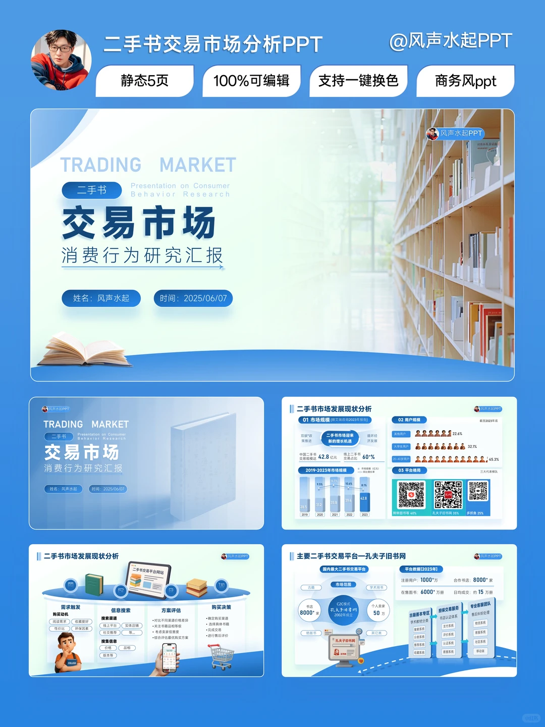 把二手书市场分析 PPT 改出花！?