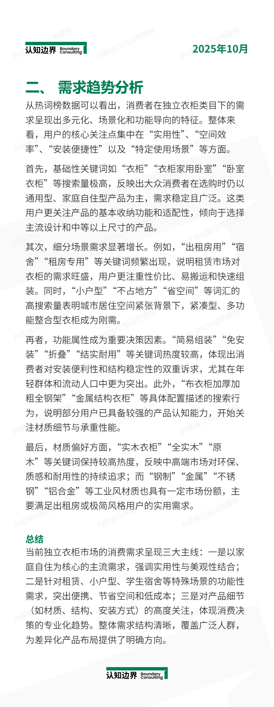 11月认知边界行业报告 独立衣柜 住宅家具