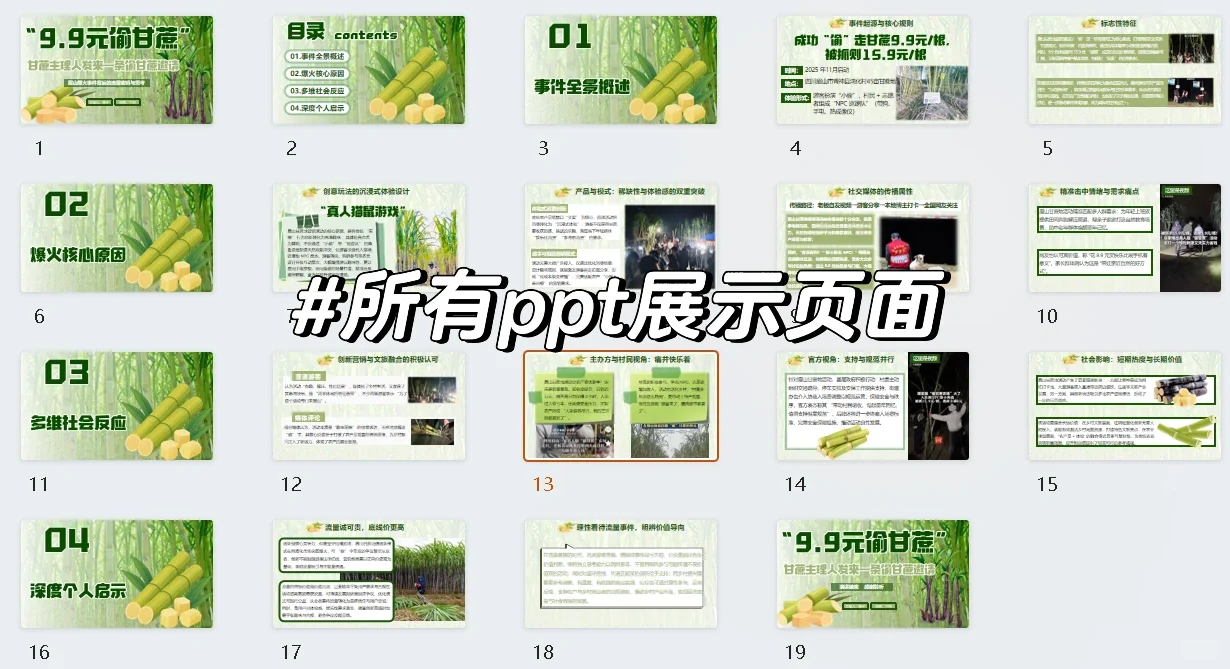 时事热点PPT：“可偷甘蔗地”爆火分析