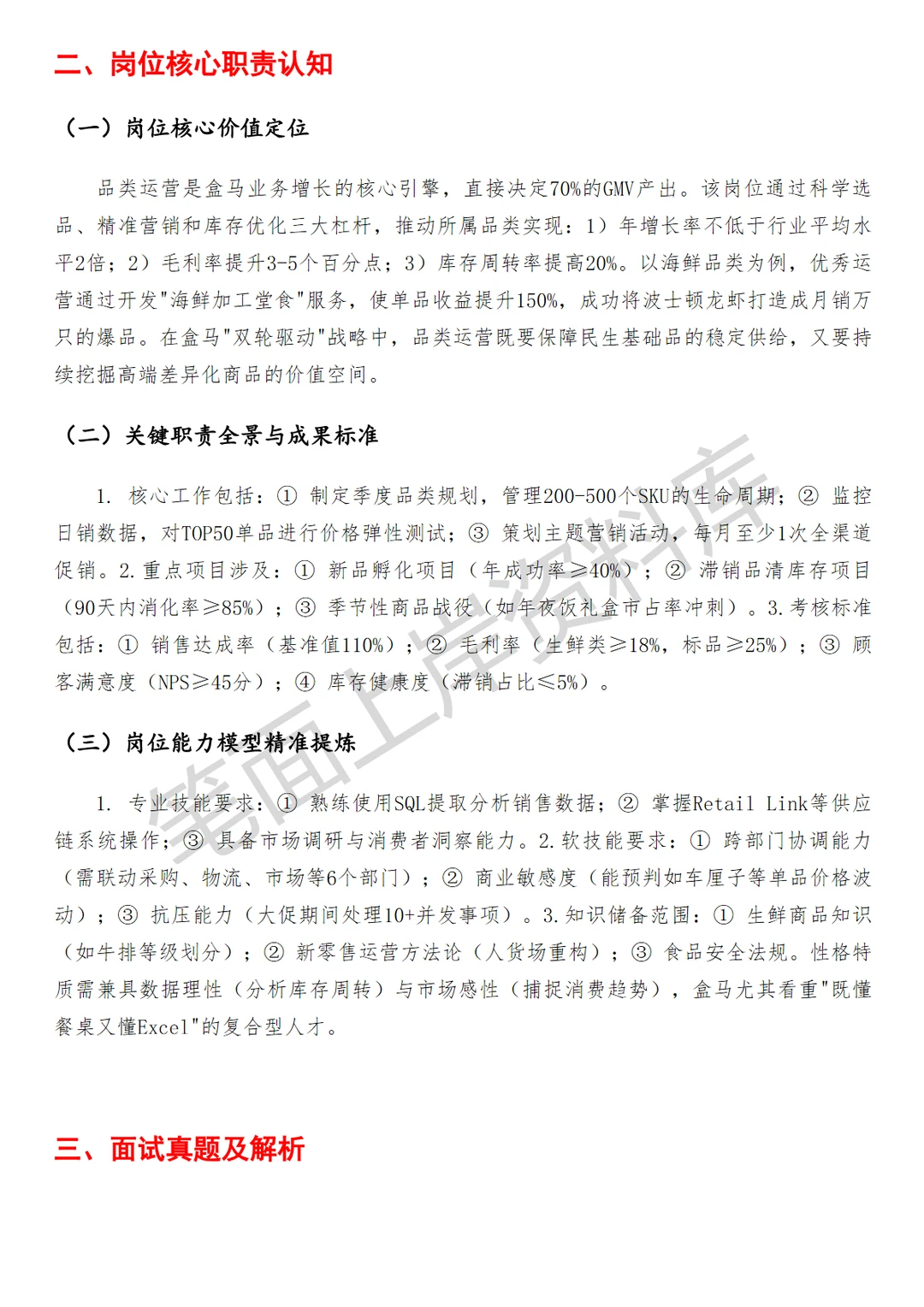 盒马品类运营