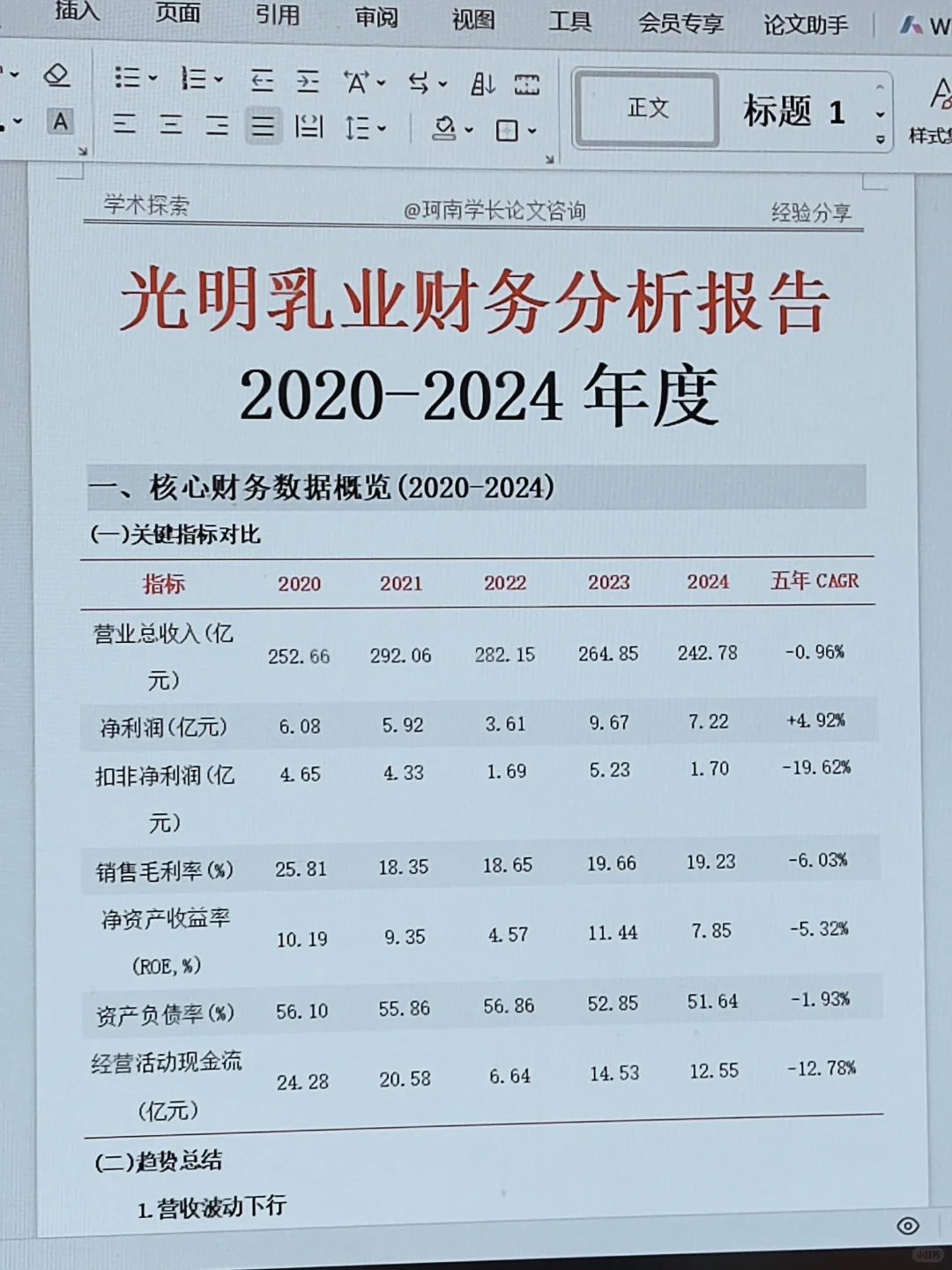 光明乳业财务分析报告真的很好写啊！！