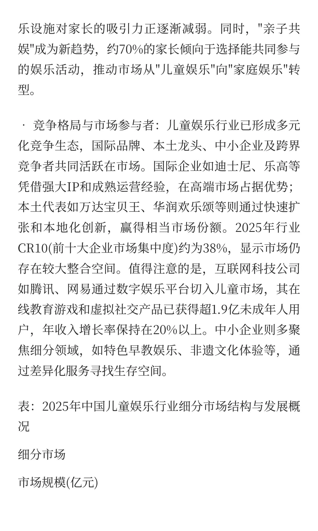 2025年中国儿童娱乐行业发展现状与未来趋势