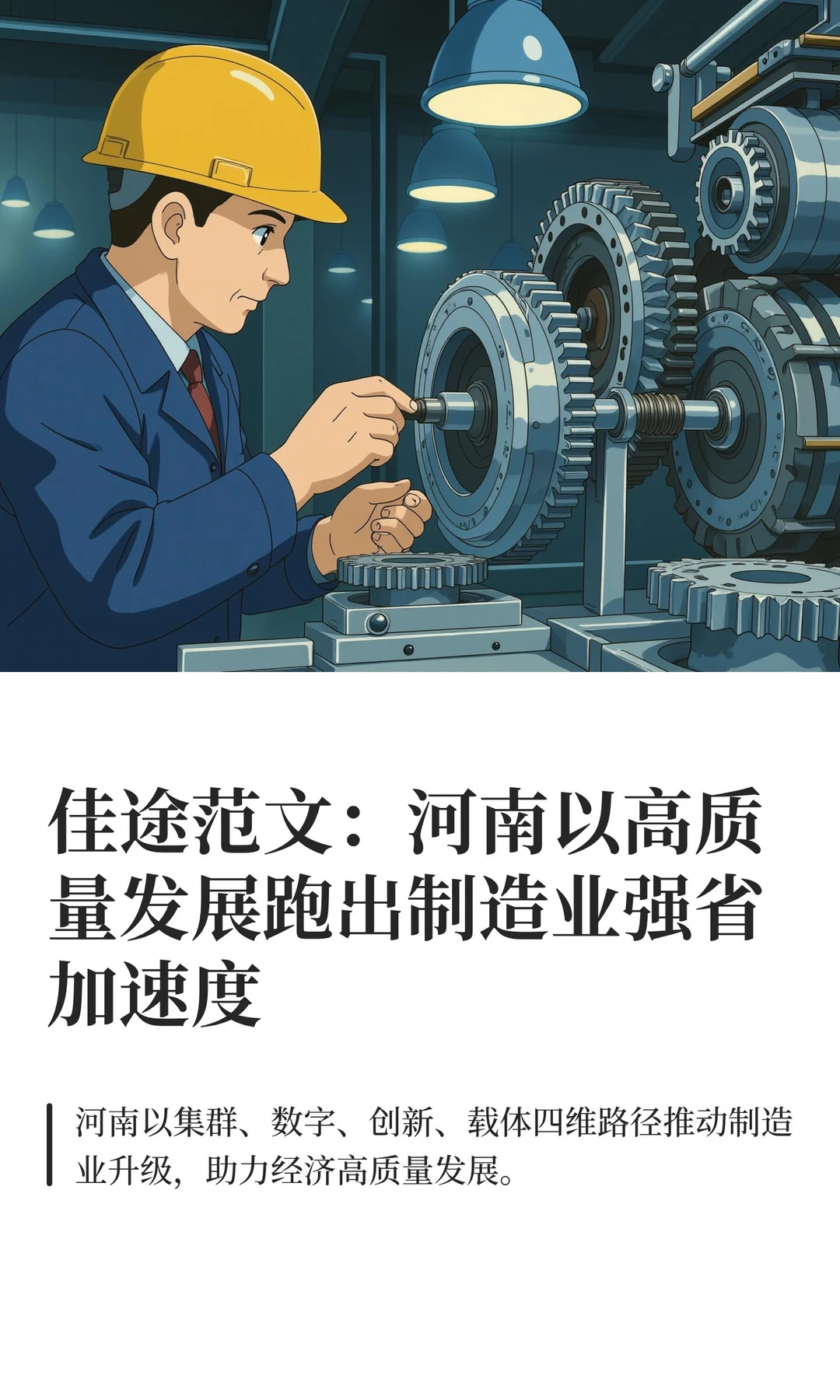 佳途范文：河南以高质量发展跑出制造业强省