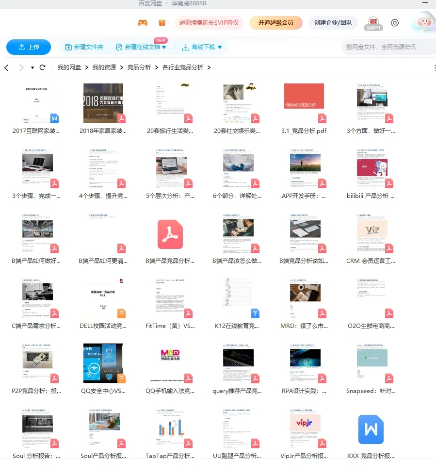 收集的各行业竞品分析报告汇总分享