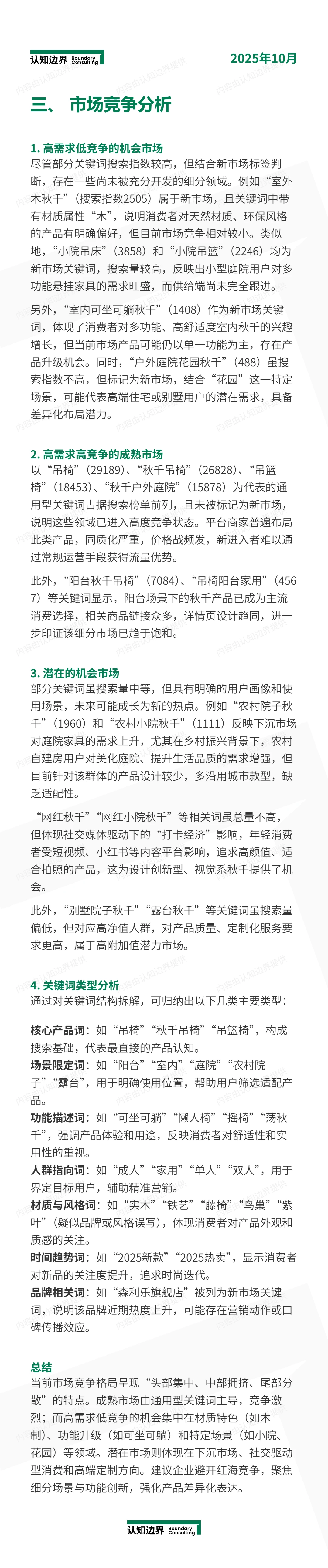 11月认知边界行业报告 户外秋千 住宅家具