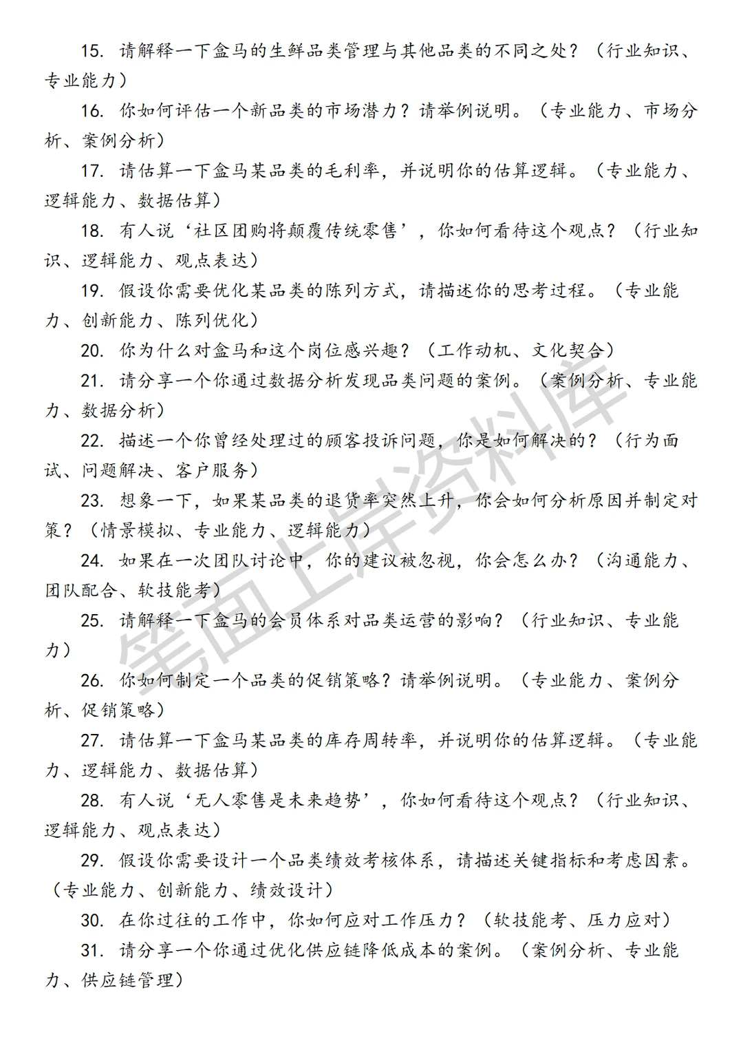 盒马品类运营