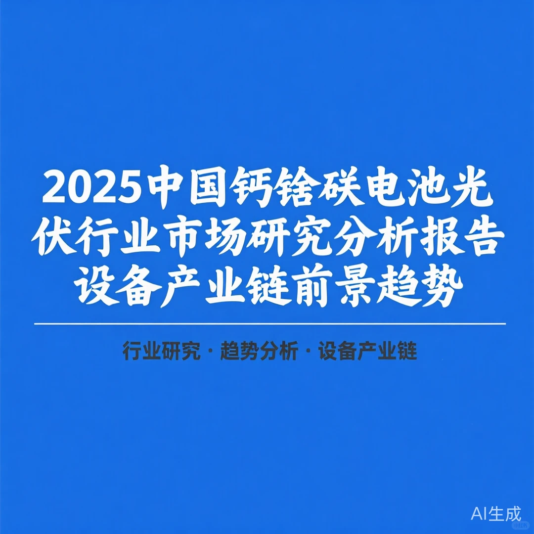 钙钛矿电池行业趋势·2025前景分析报告