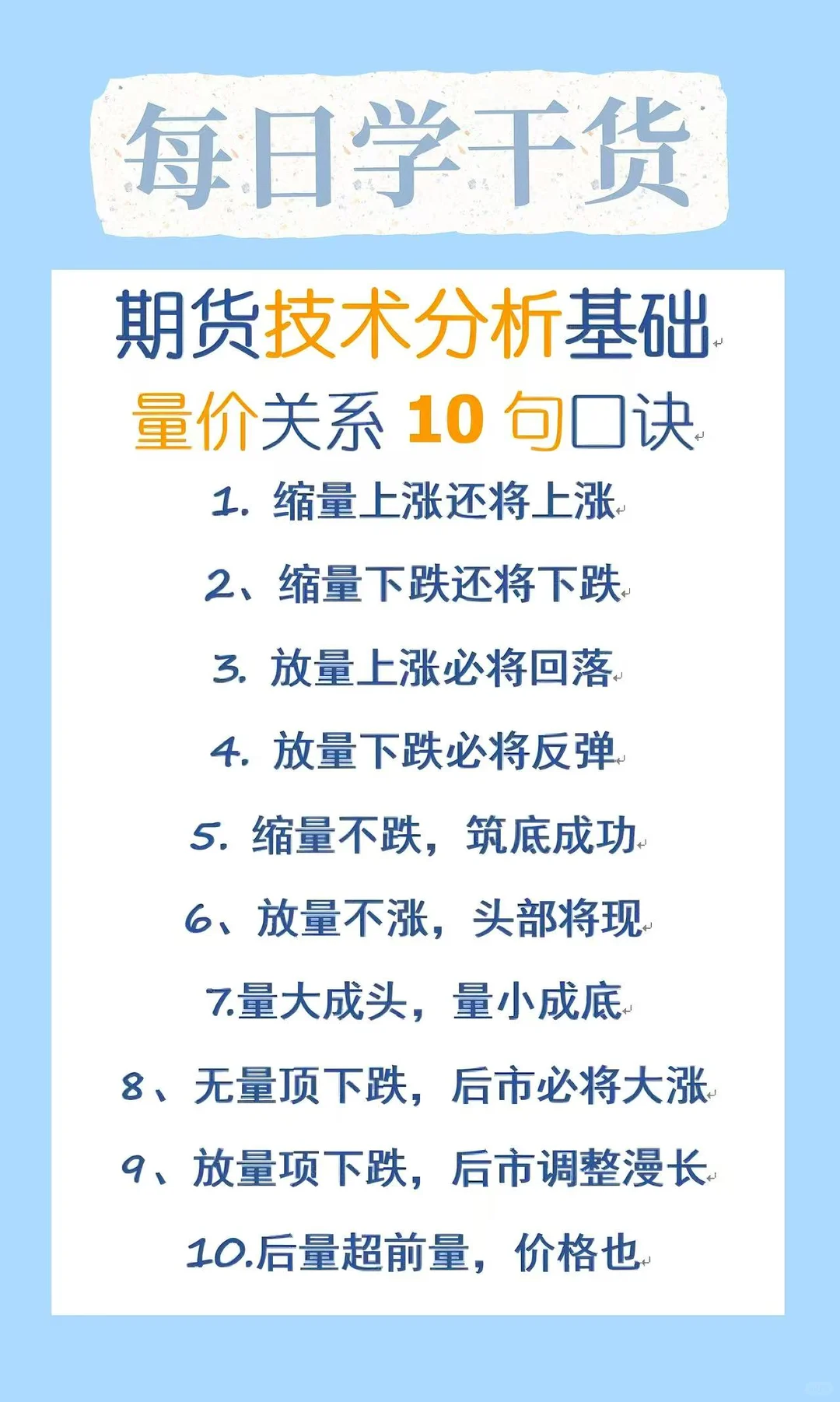 期貨技術分析基础量价关系10句口诀