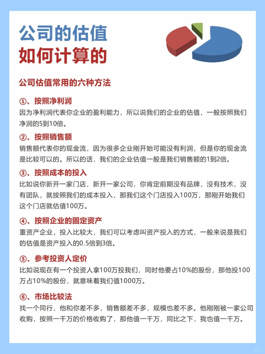 公司估值常用的六种方法
