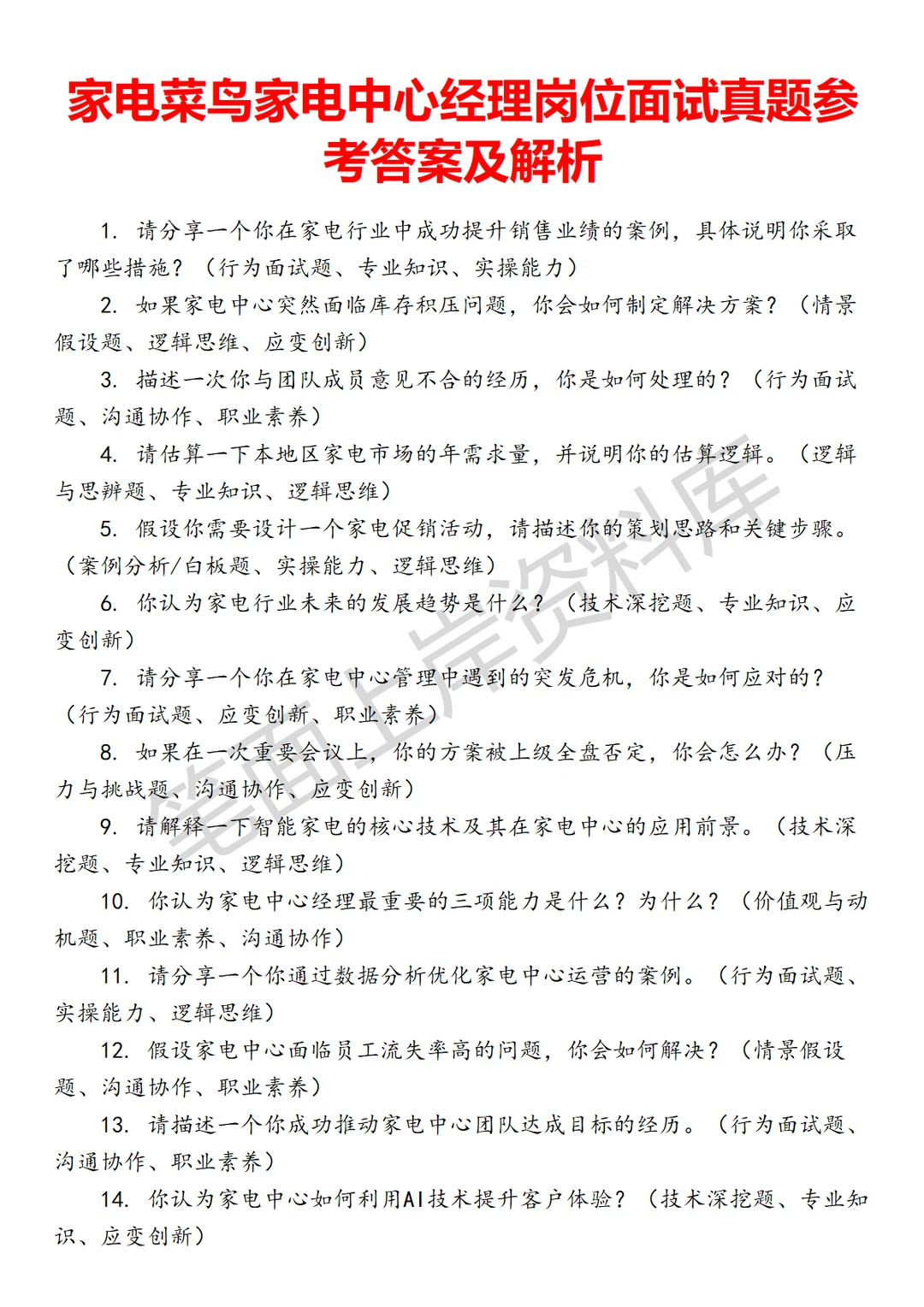 家电菜鸟家电中心经理