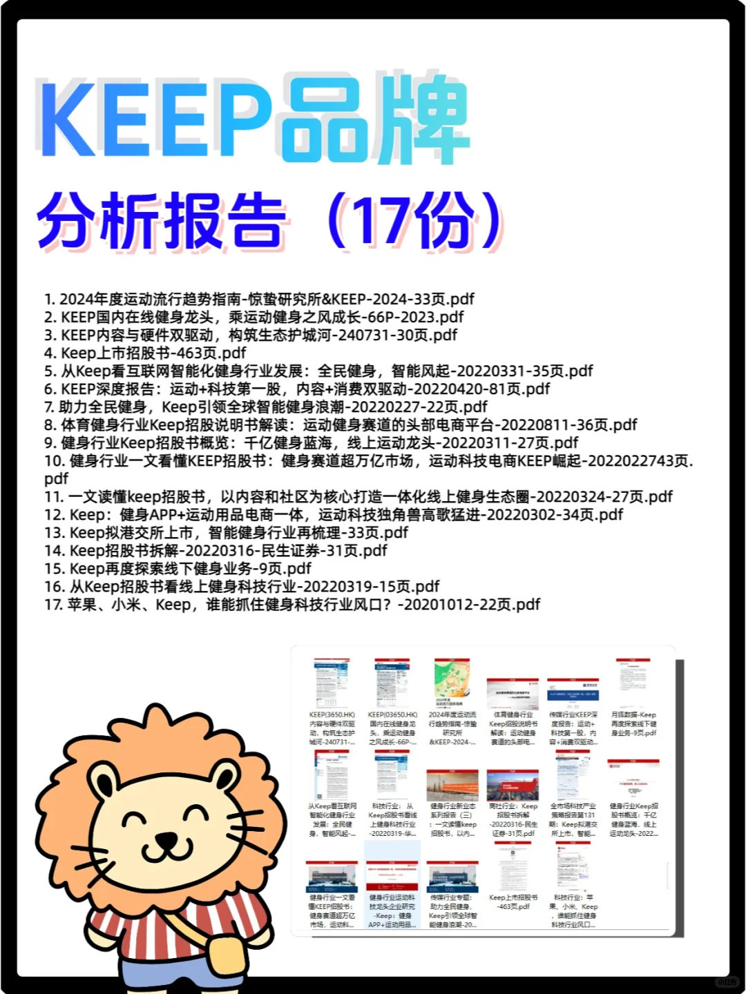 KEEP品牌洞察分析报告（17份）