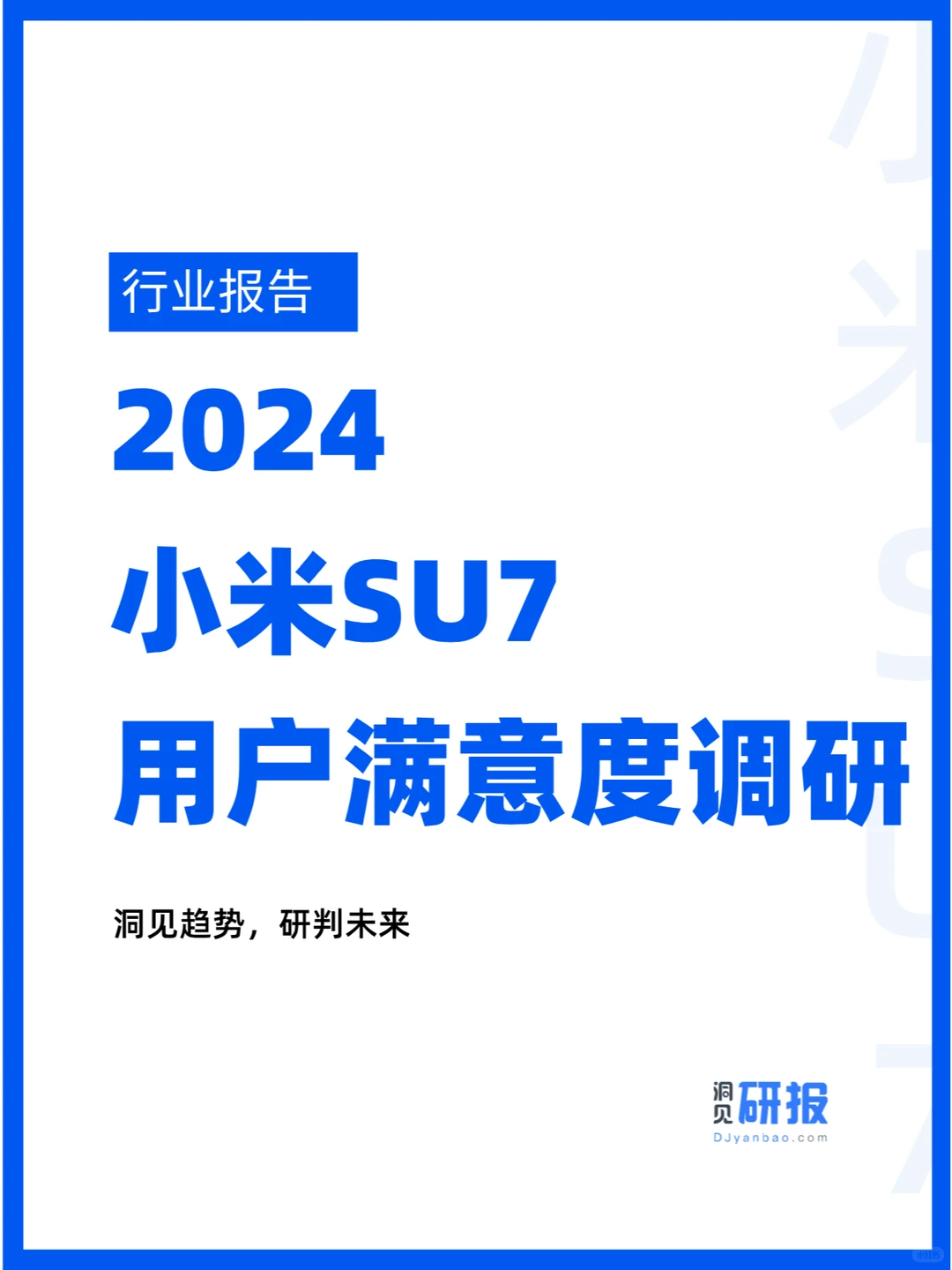 人群分析|2024小米SU7用户满意度调研