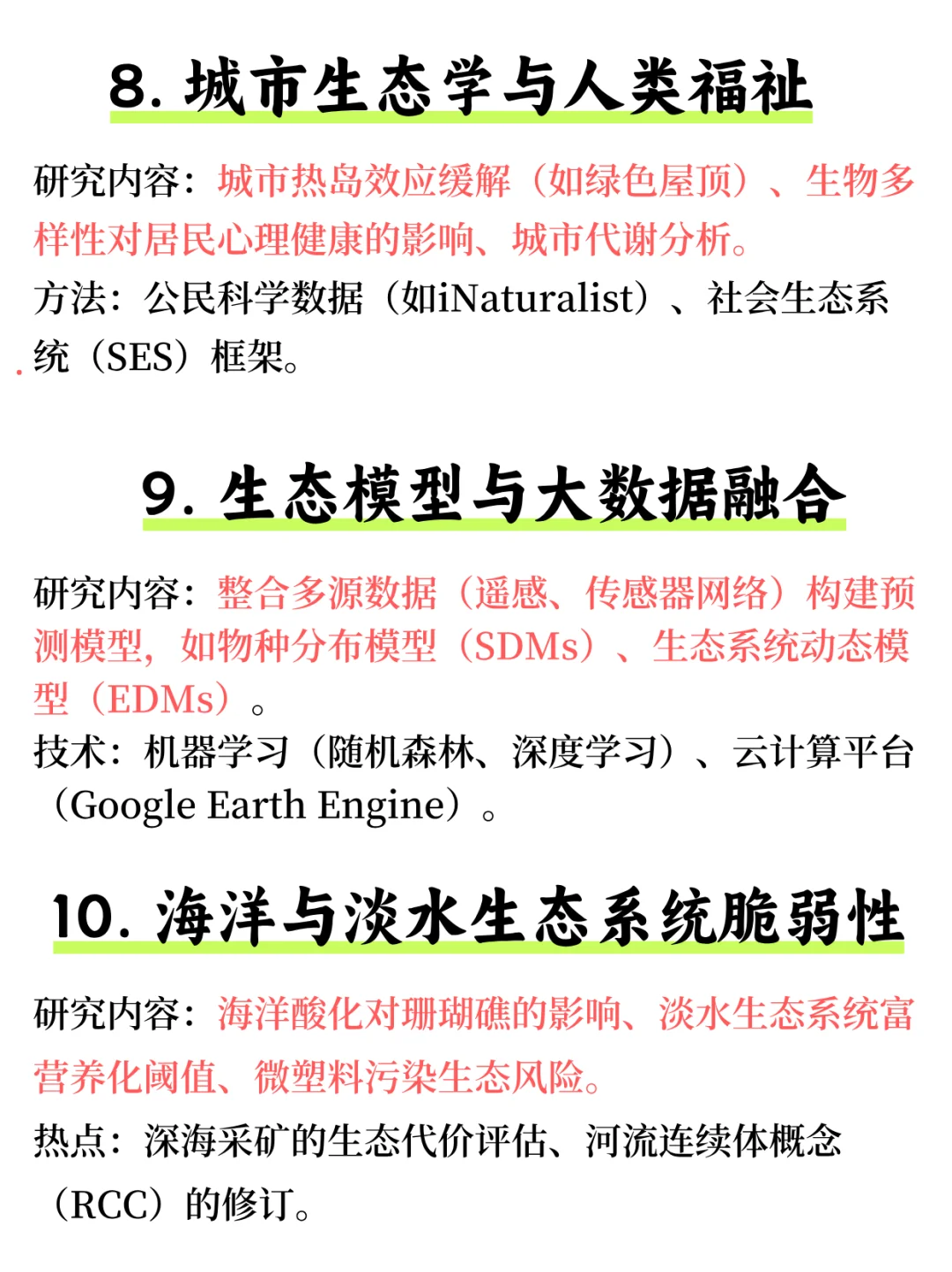 生态学领域最新热门研究方向