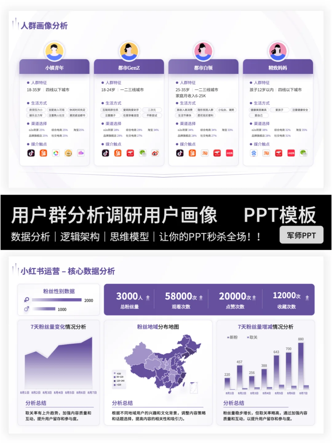 错过后悔！用户基本画像调研分析PPT模板～