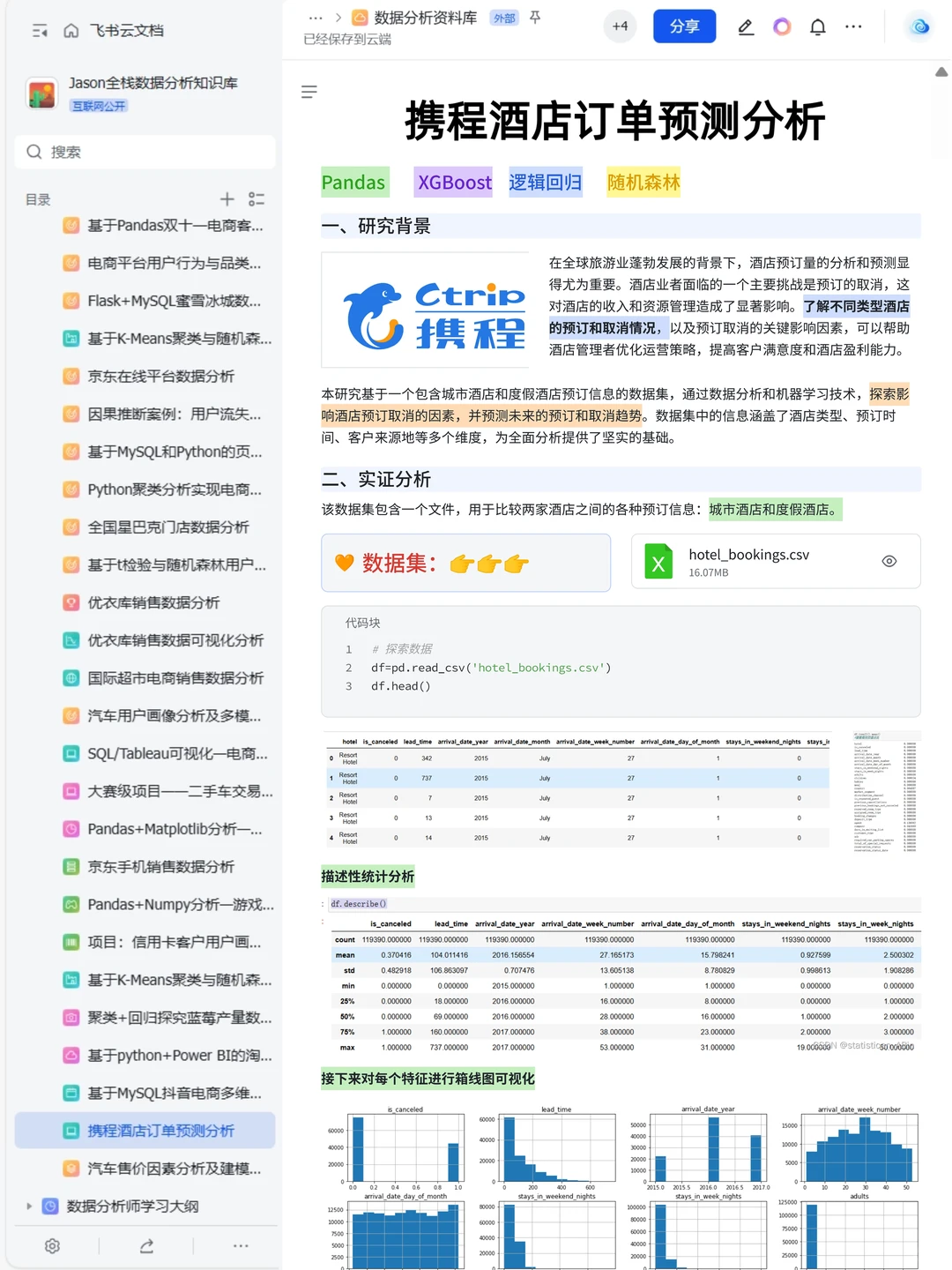 9个可以写进简历的数据分析真实项目(合集）