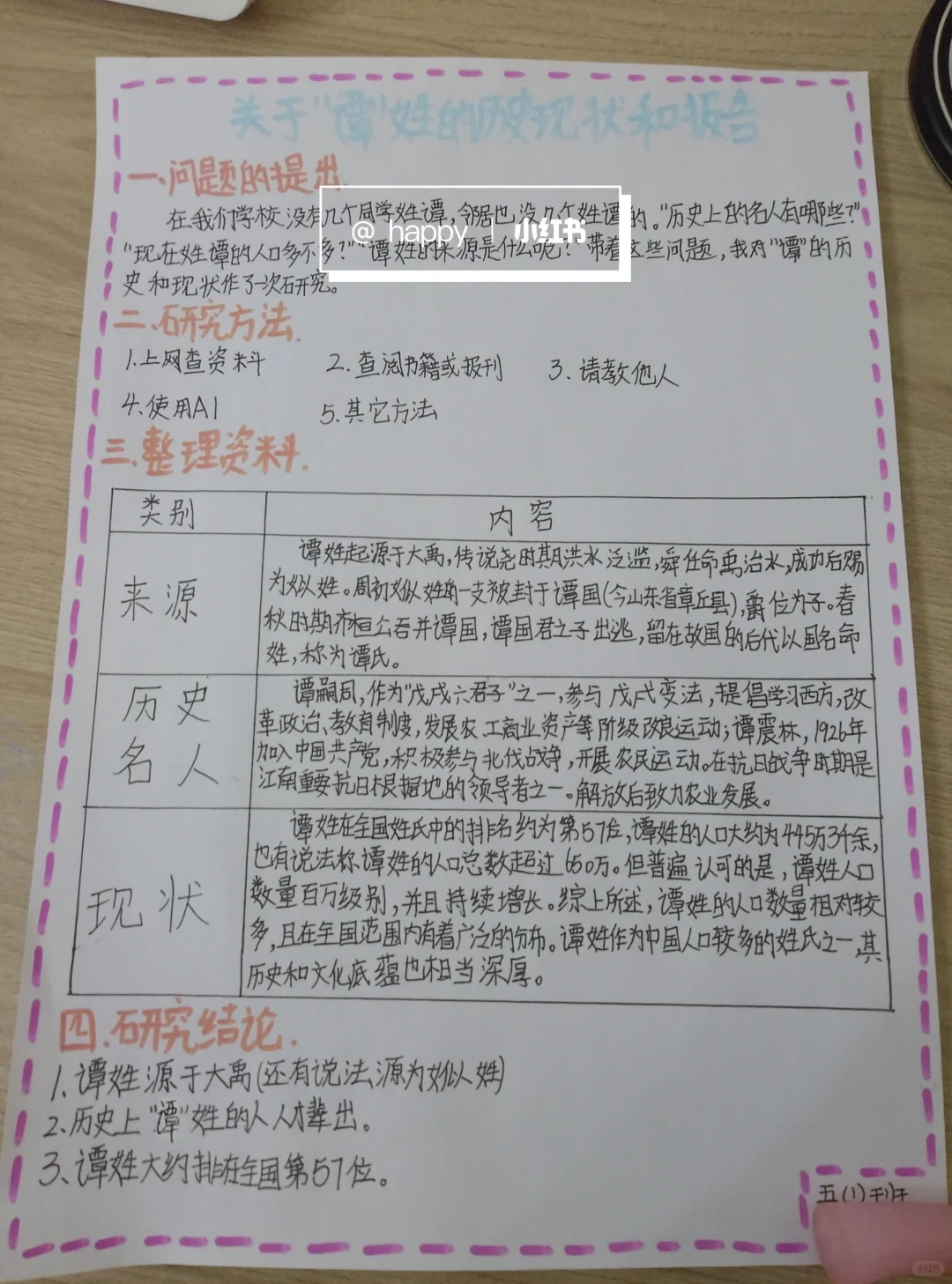 姓氏调查报告