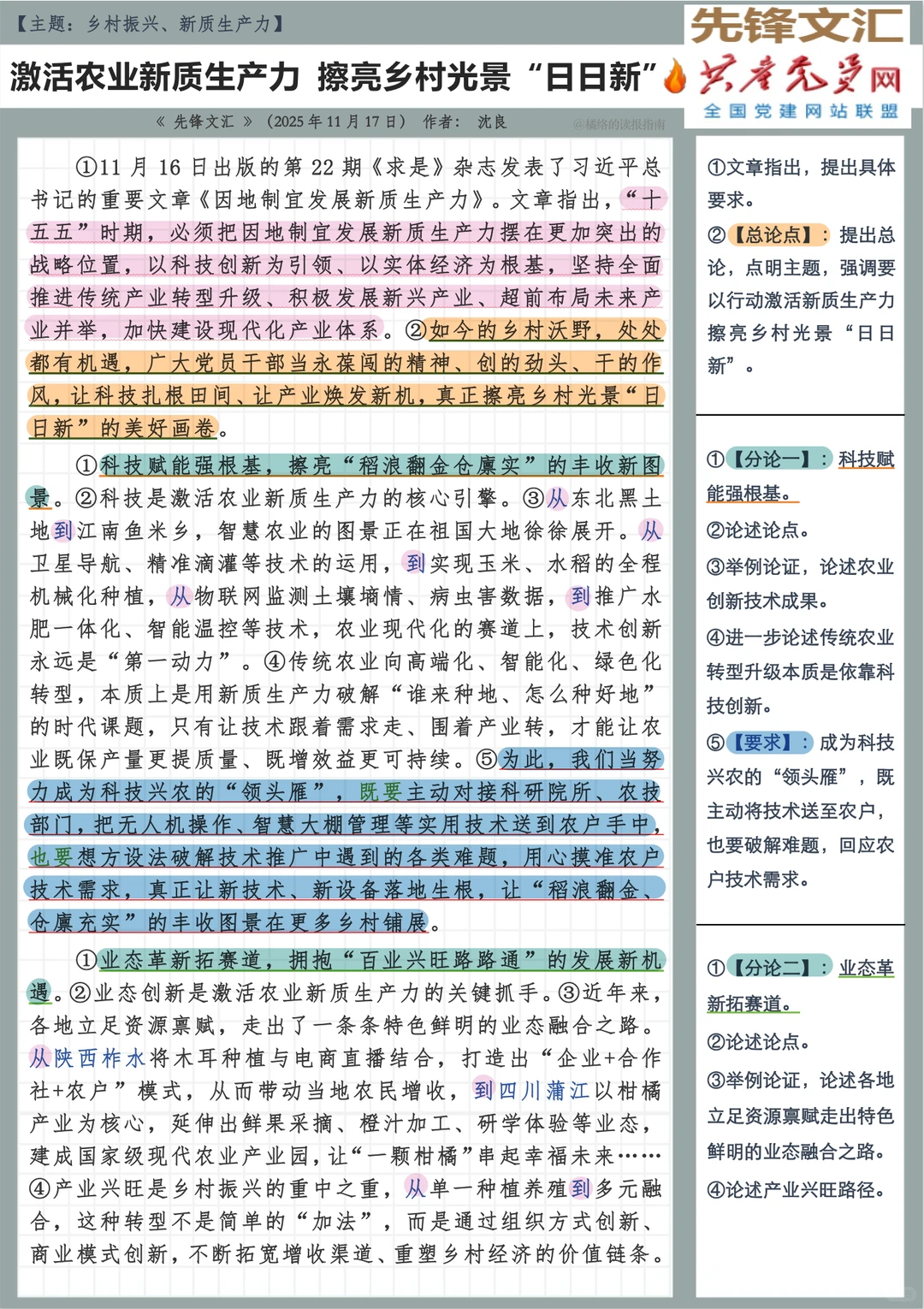 日报精读Day259| 乡村振兴、新质生产力✅
