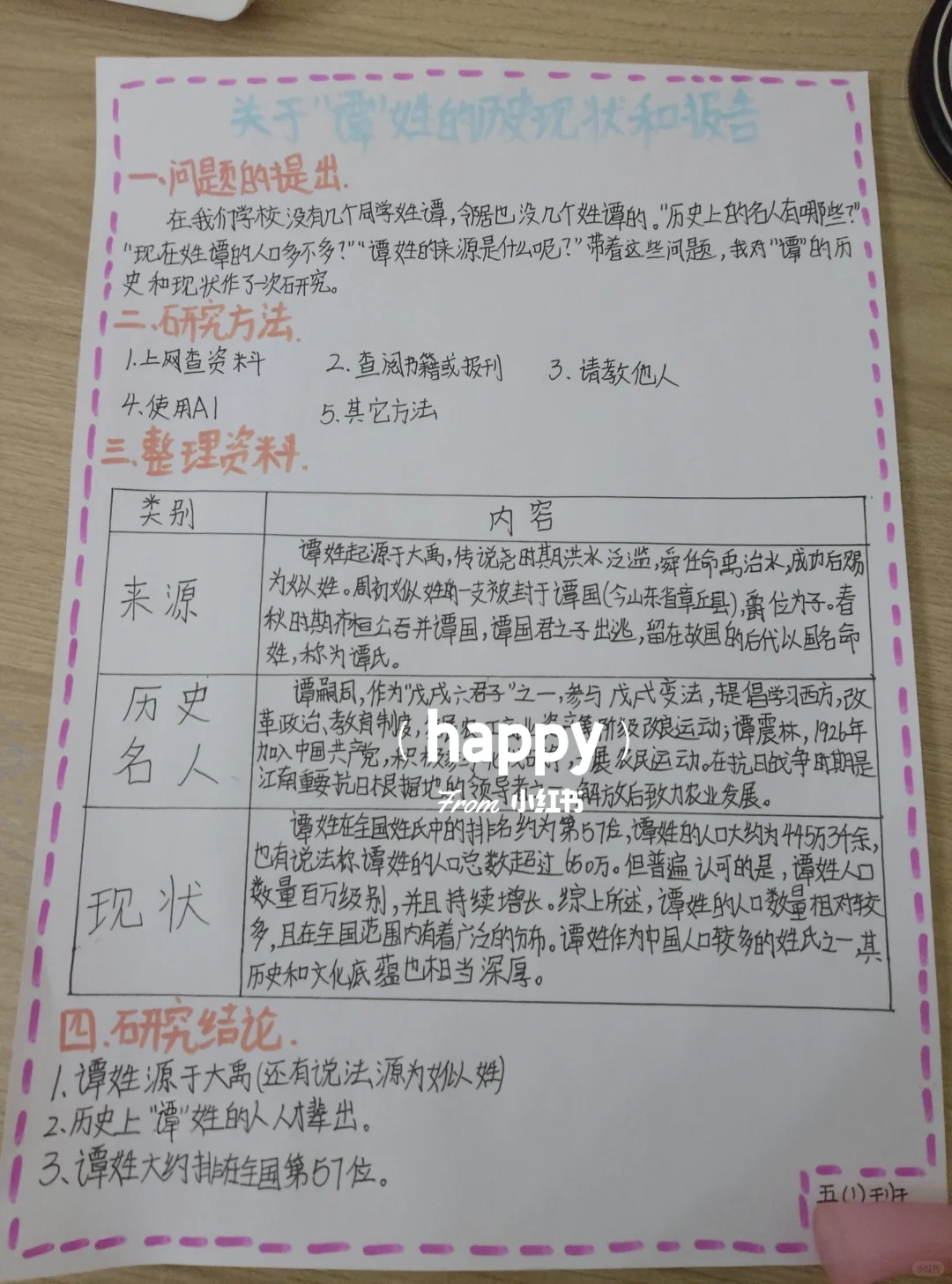 姓氏调查报告