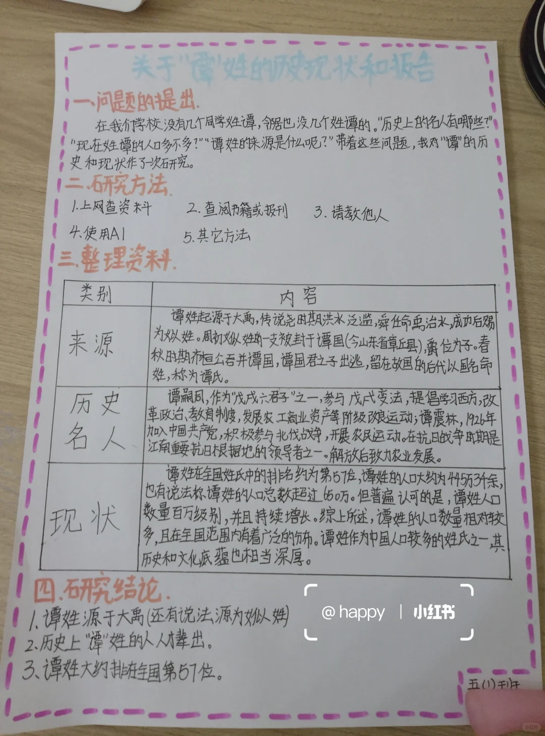 姓氏调查报告