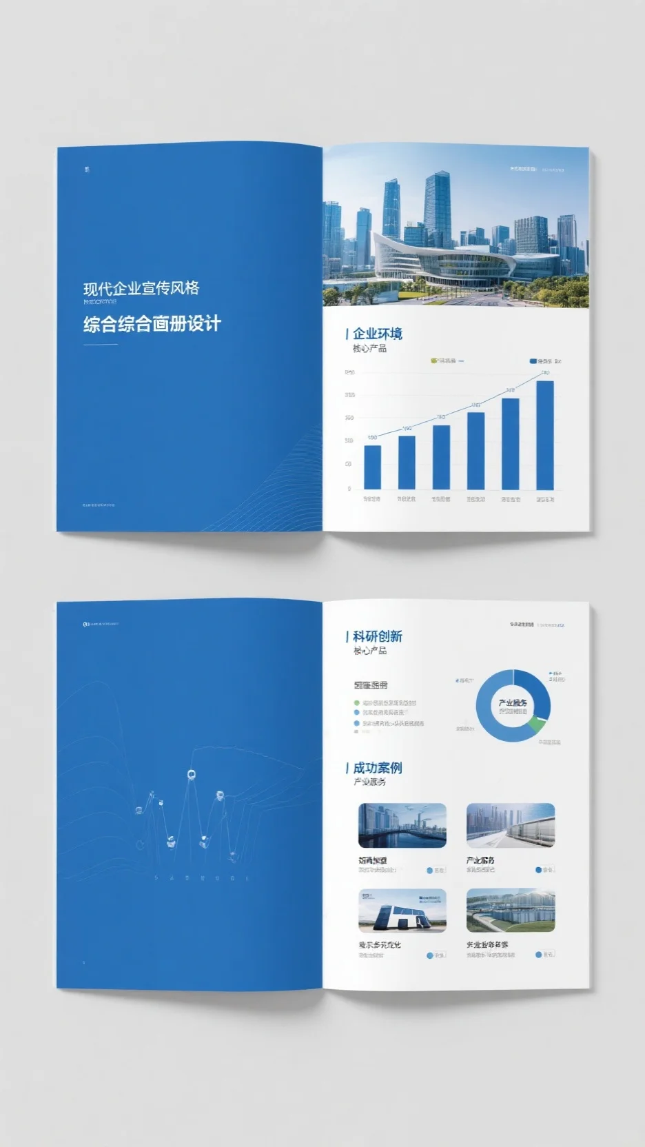 蓝色系科创企业画册设计，展现产业服务