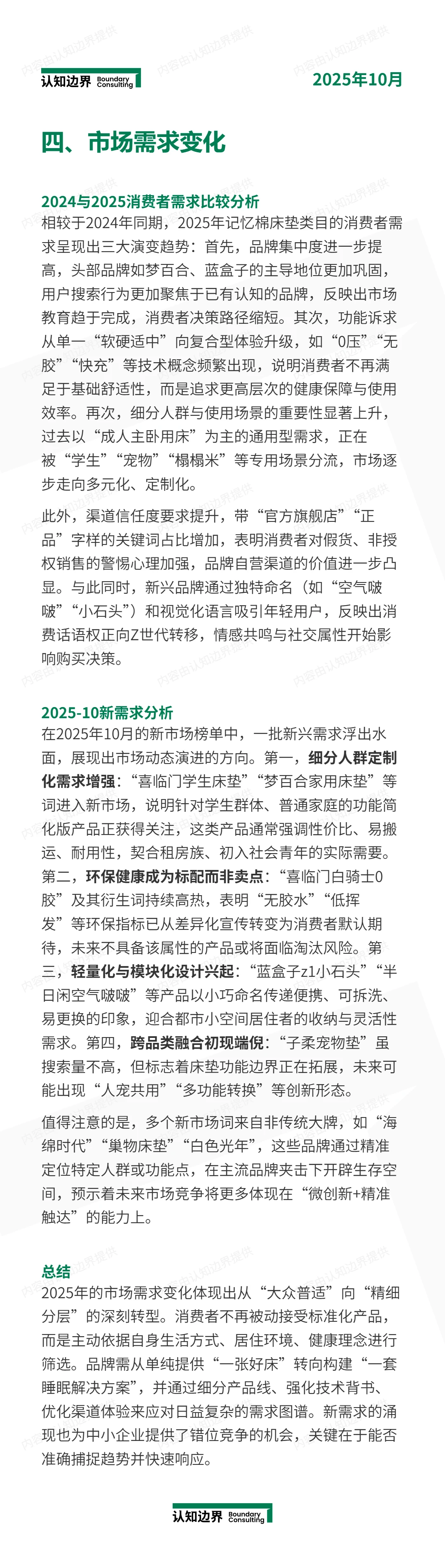 12月认知边界行业报告 记忆棉床垫 住宅家
