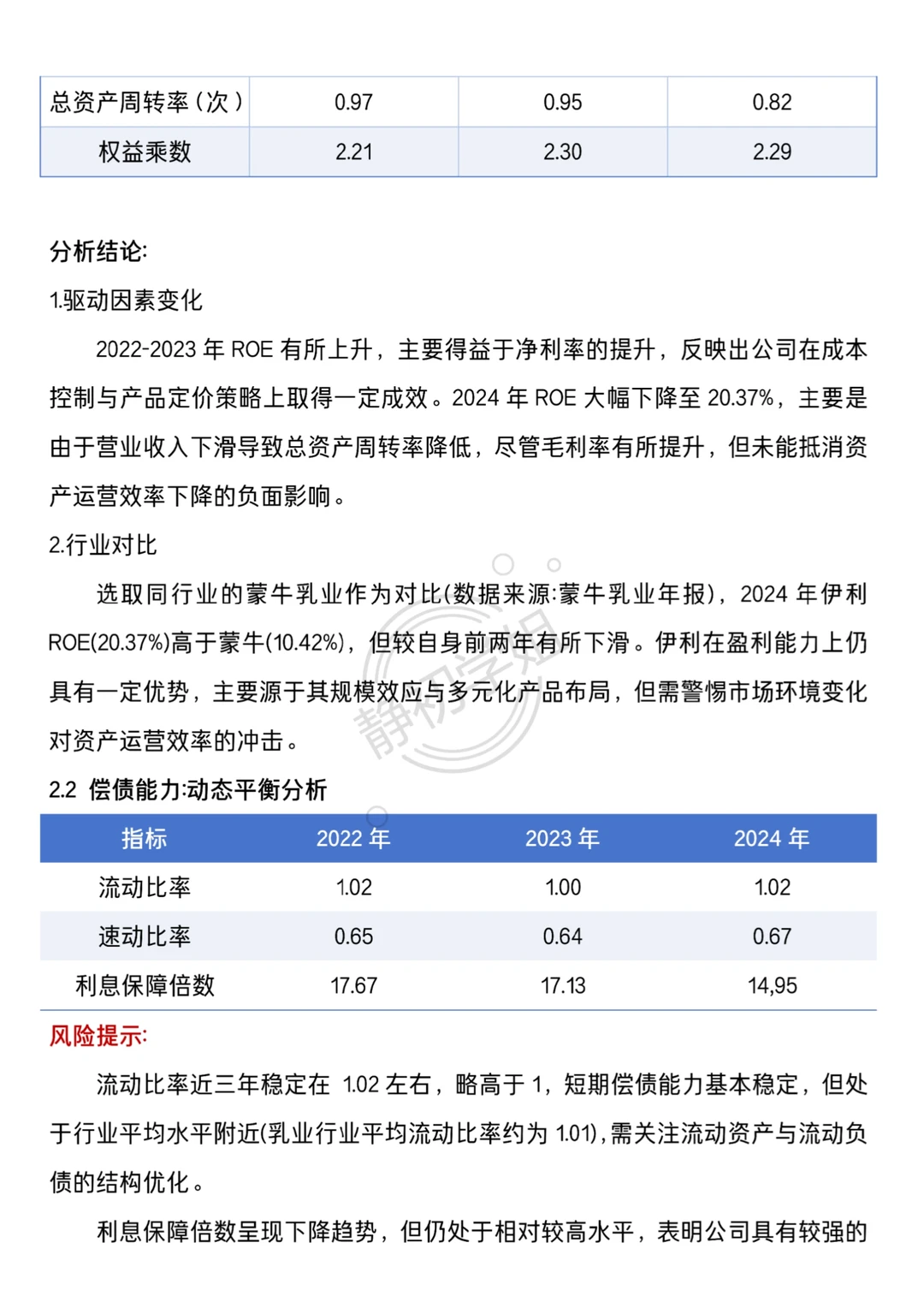 伊利集团财务分析报告写完了?