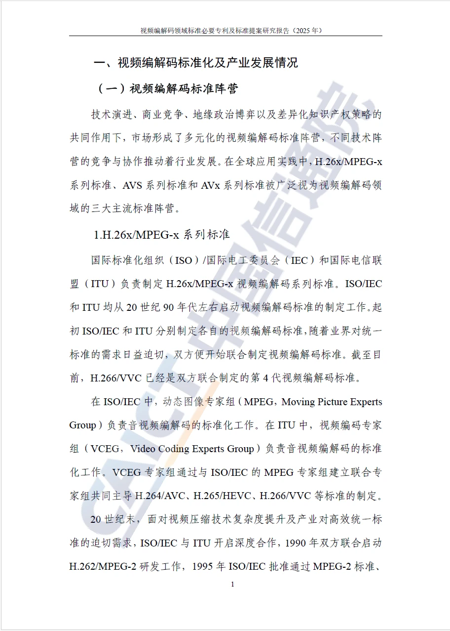 视频编解码领域标准必要专利及标准提案研究
