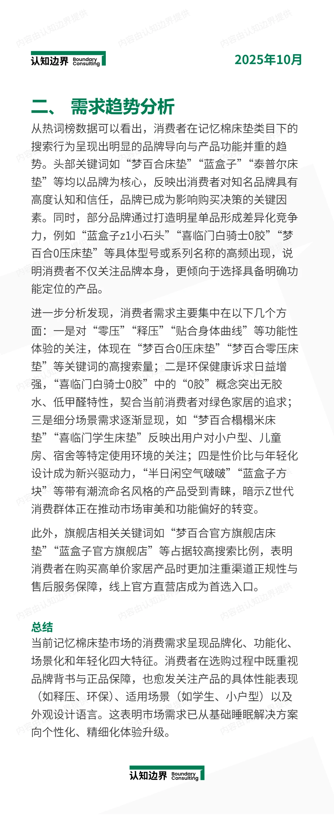 12月认知边界行业报告 记忆棉床垫 住宅家