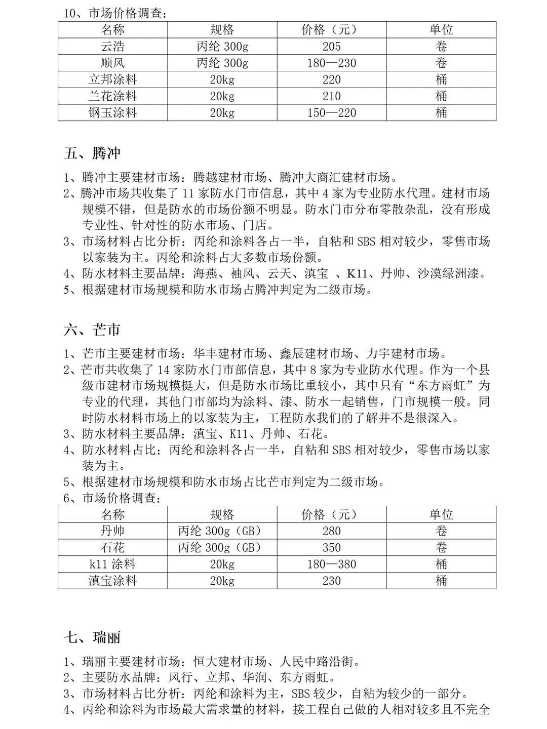 建材防水市场的调研报告范文5400字可参考