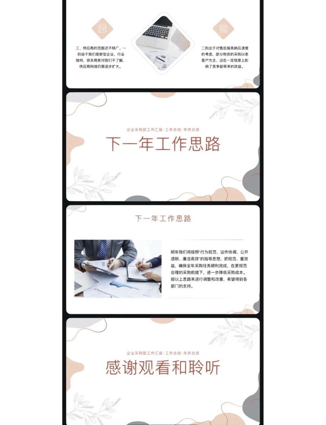 采购部工作总结汇报通用PPT