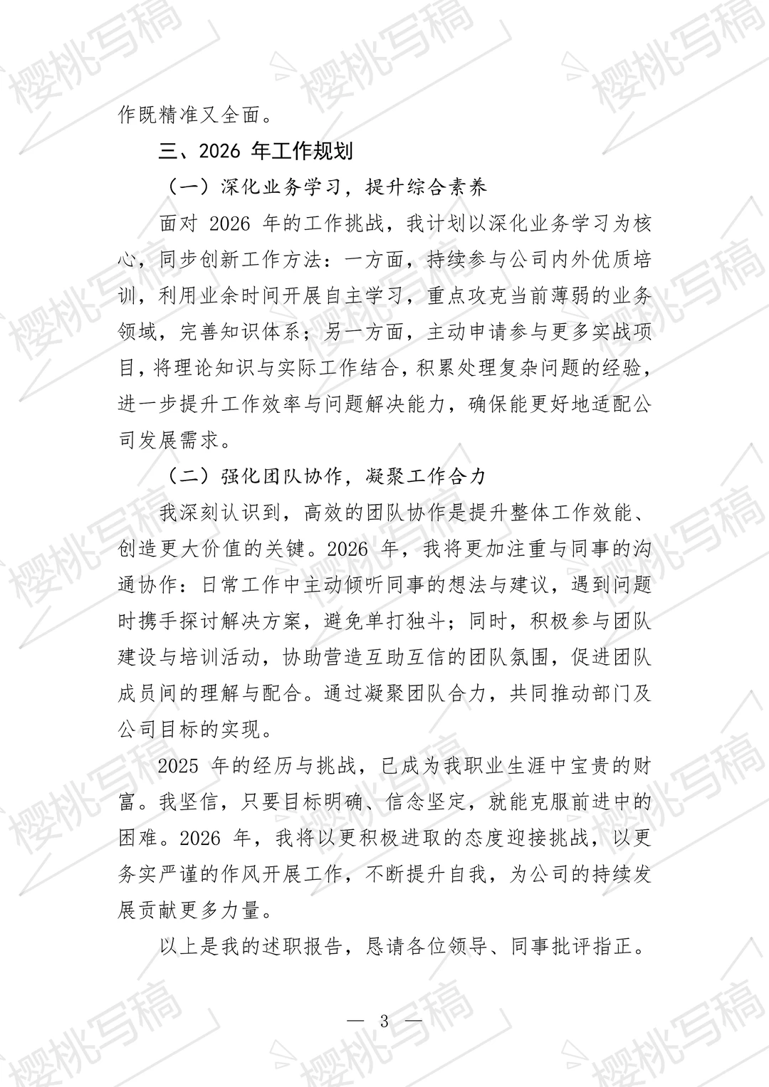2025年终述职报告|2026工作规划