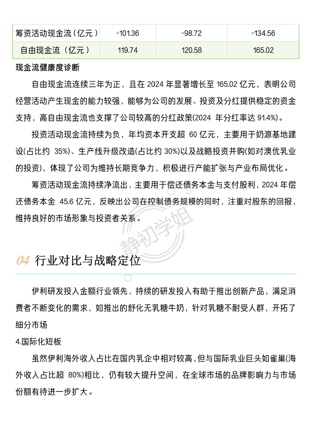 伊利集团财务分析报告写完了?