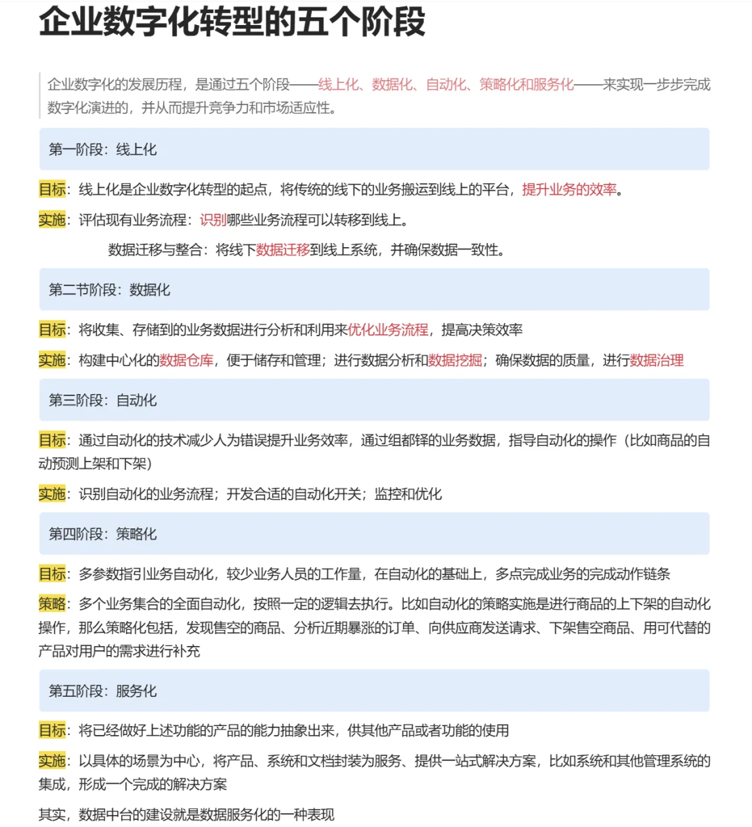 企业数字化转型的五个阶段?