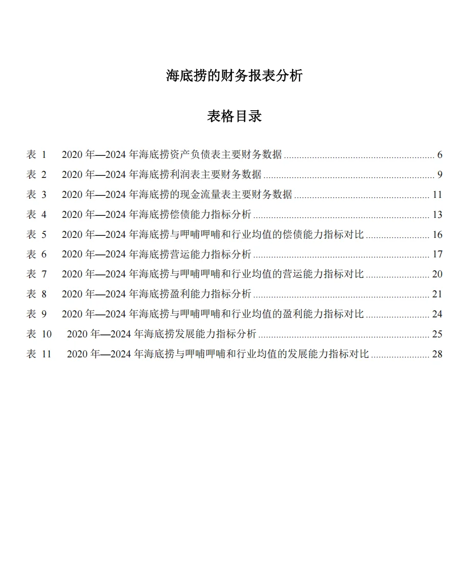 海底捞| 财务报表分析