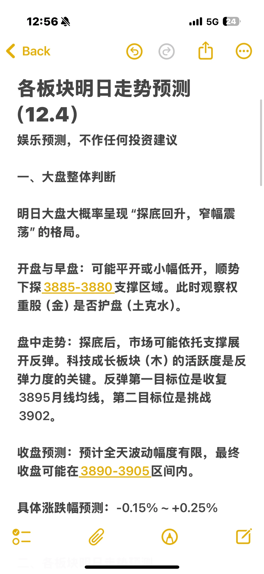 各板块明日走势预测(12.4)