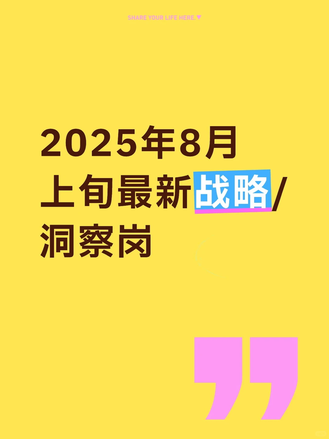 2025年8月上旬最新战略/洞察岗