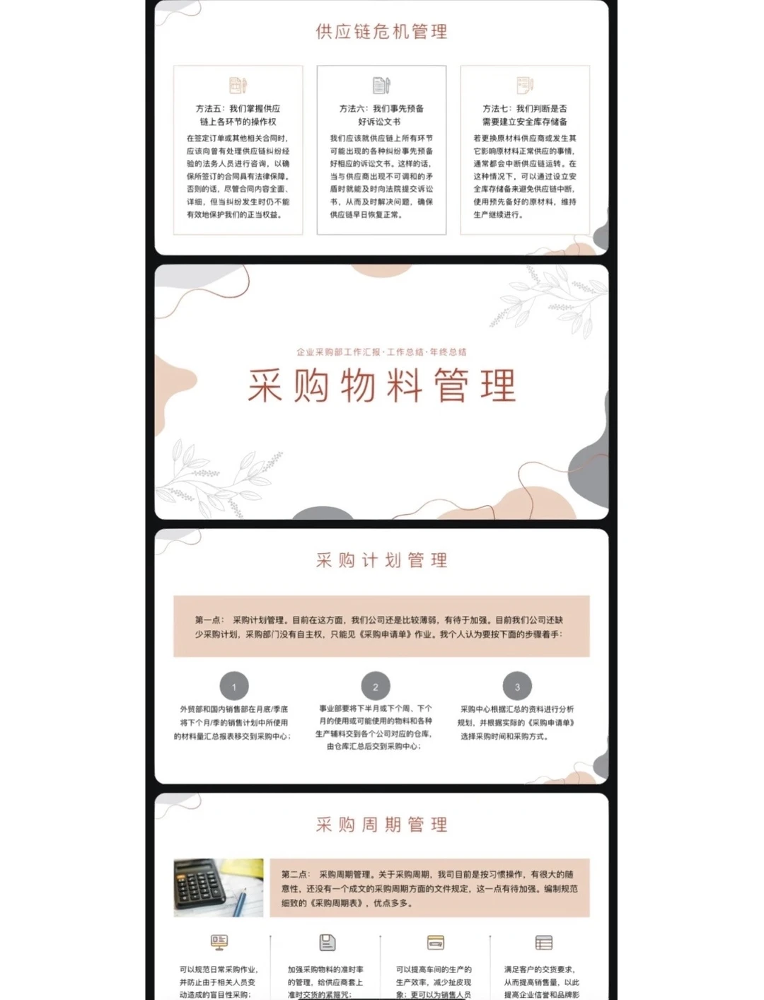 采购部工作总结汇报通用PPT