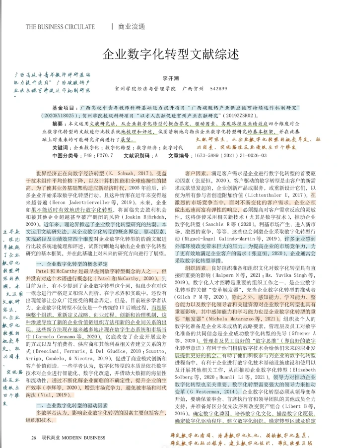 企业数字化转型 文献综述