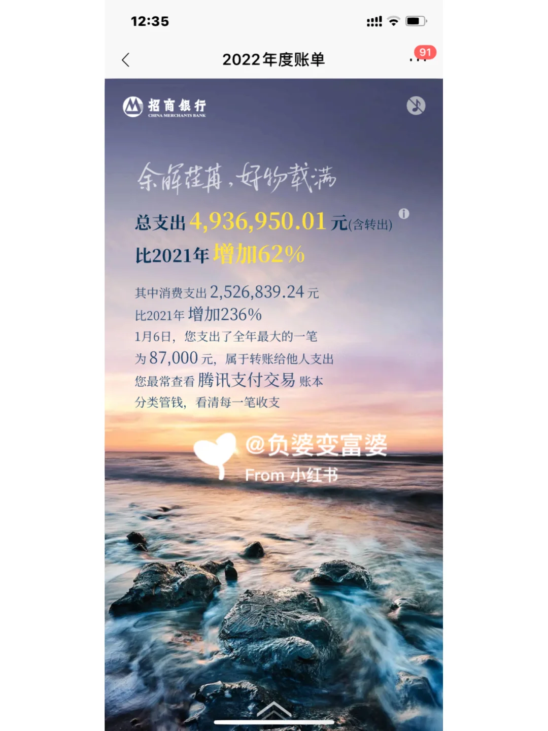 2022年年度招商银行储蓄卡收支报告