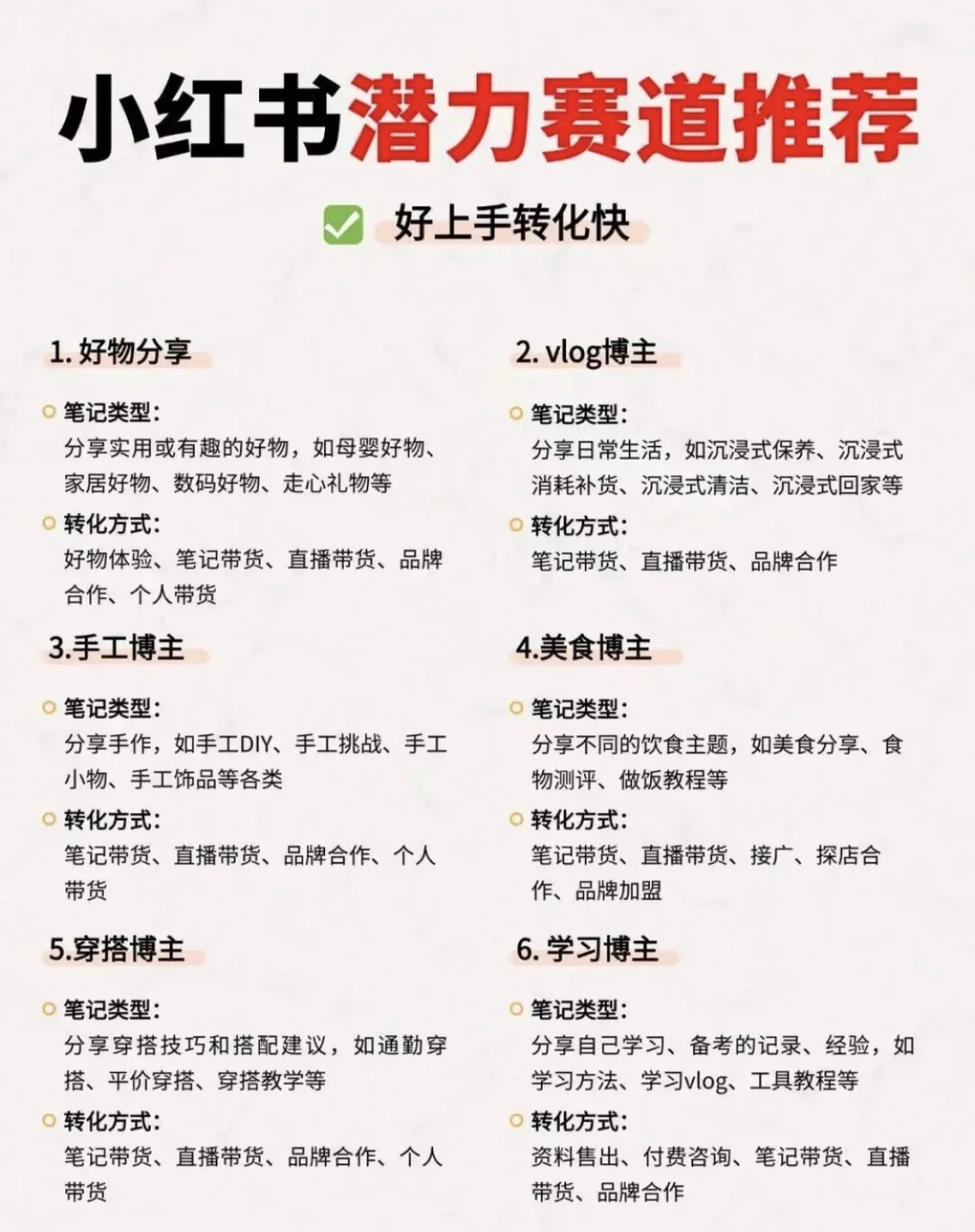 小红书潜力赛道推荐，你一定要知道！