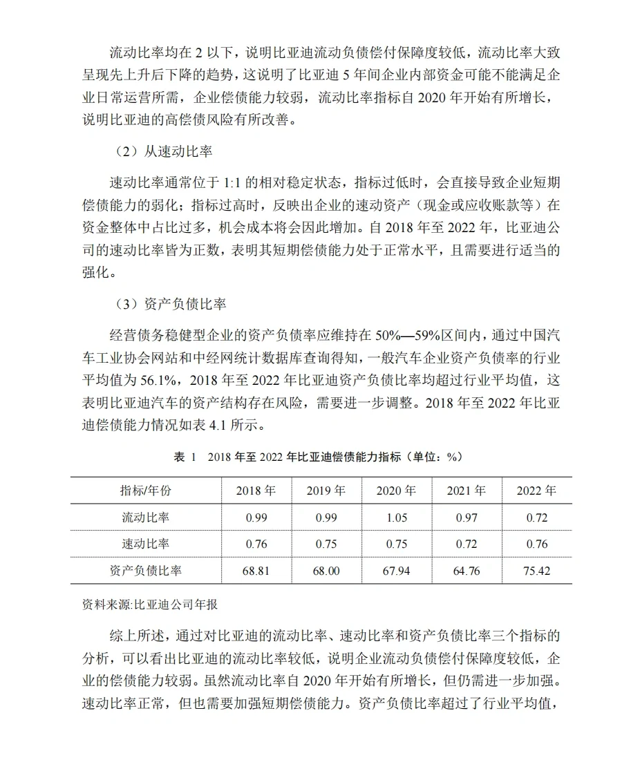 新能源汽车比亚迪公司财务风险