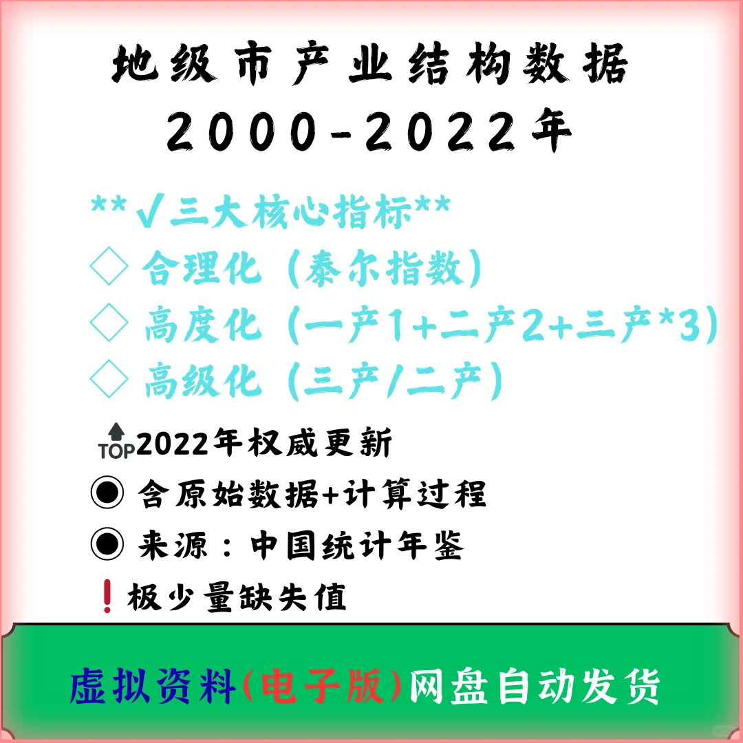 地域研究必备? 地级市产业结构数据