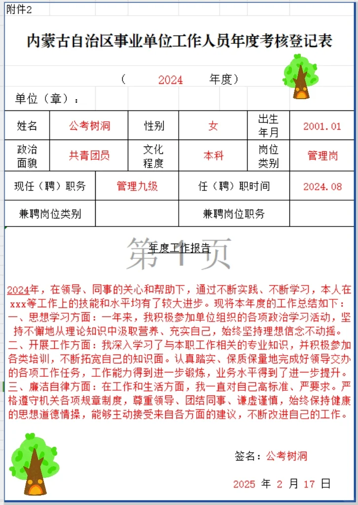 事业单位工作人员年度考核工作报告