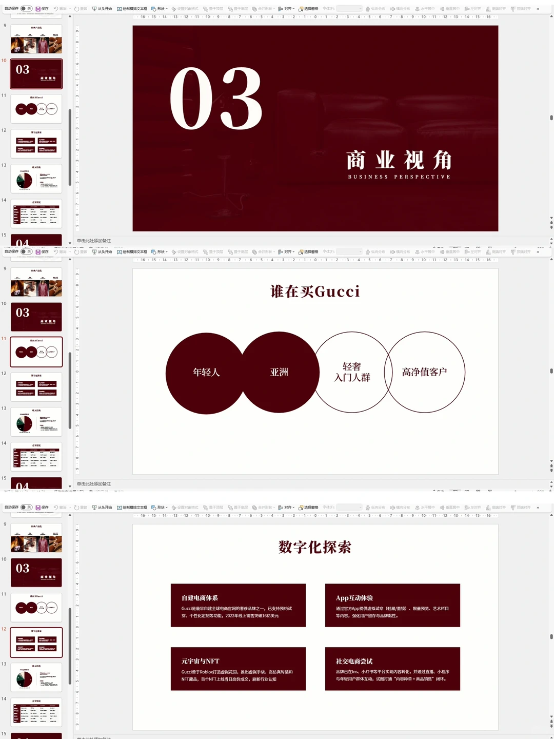 原创PPT模板丨GUCCI古驰-品牌分析 动态成品