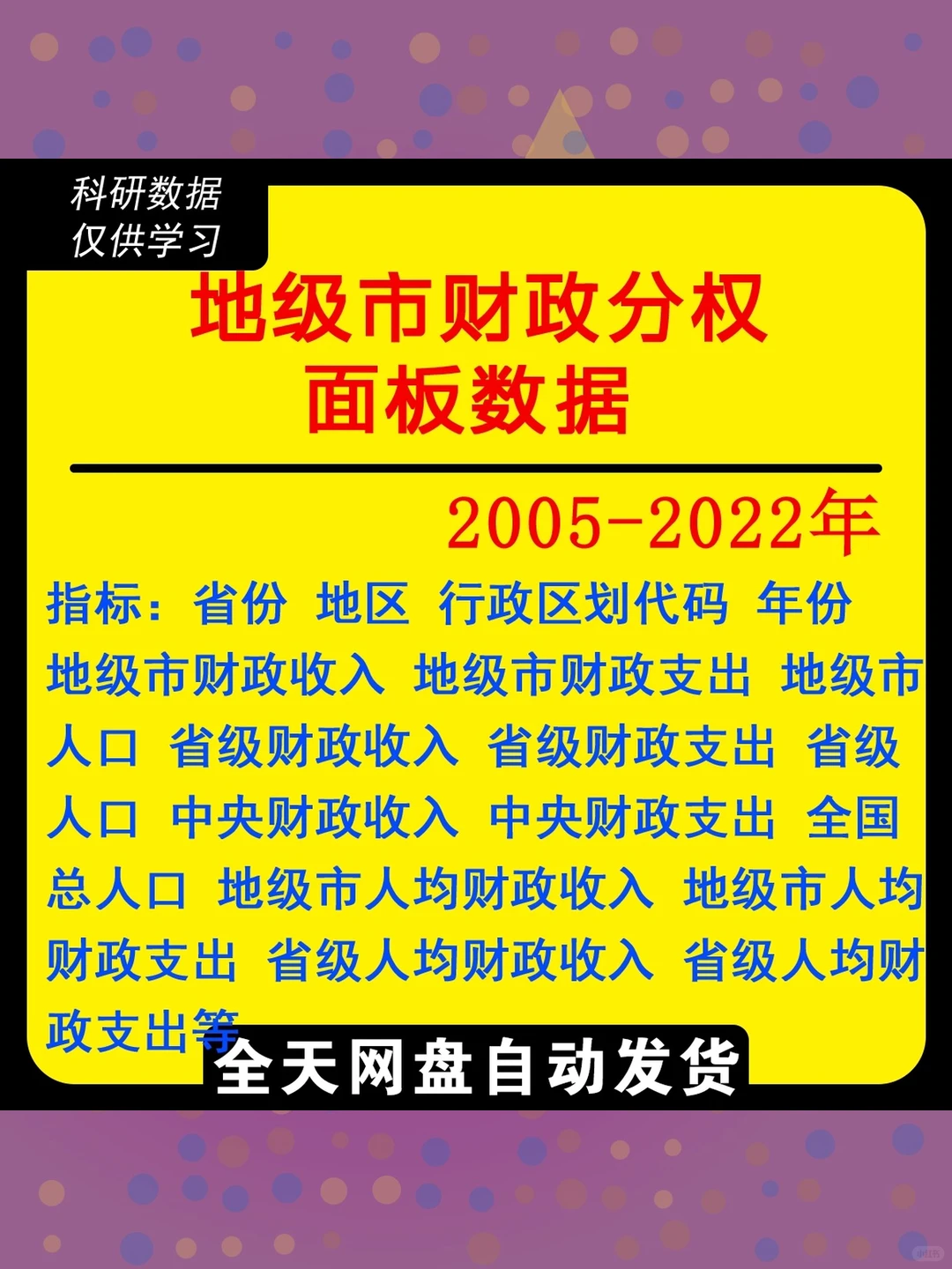 财政分权面板数据地级市2005-2022