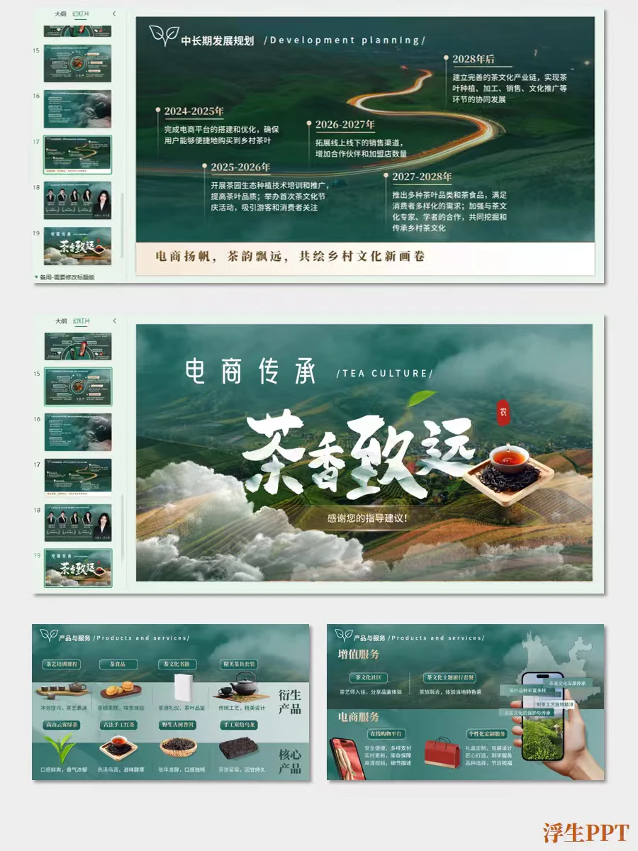 大学生汇报加Buff之电商助力乡村茶文化模板