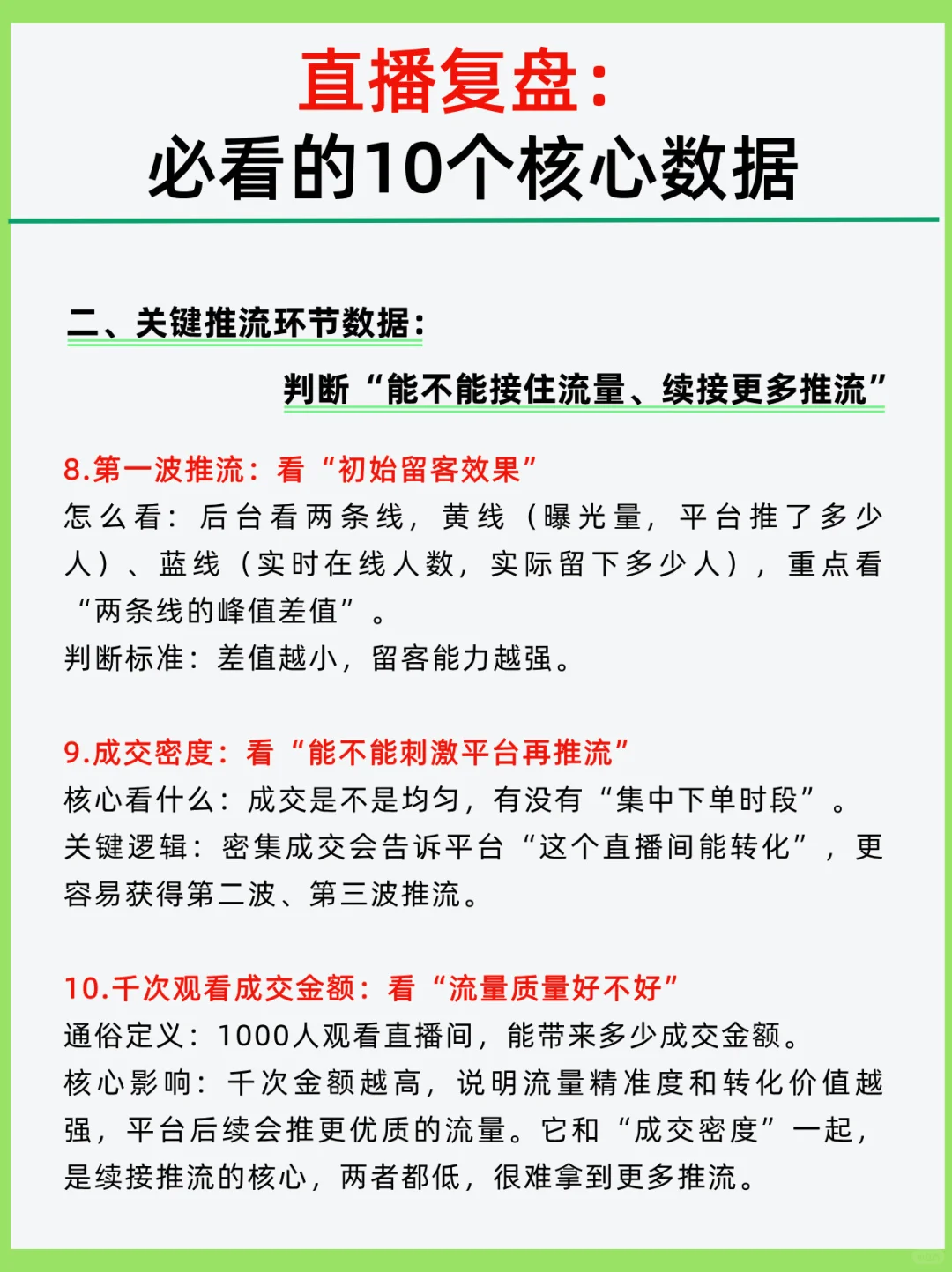 直播复盘：必看的10个核心数据